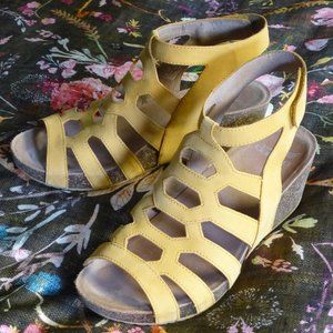Dansko Wedge Sandals - Cork Footbed - Mango Yellow